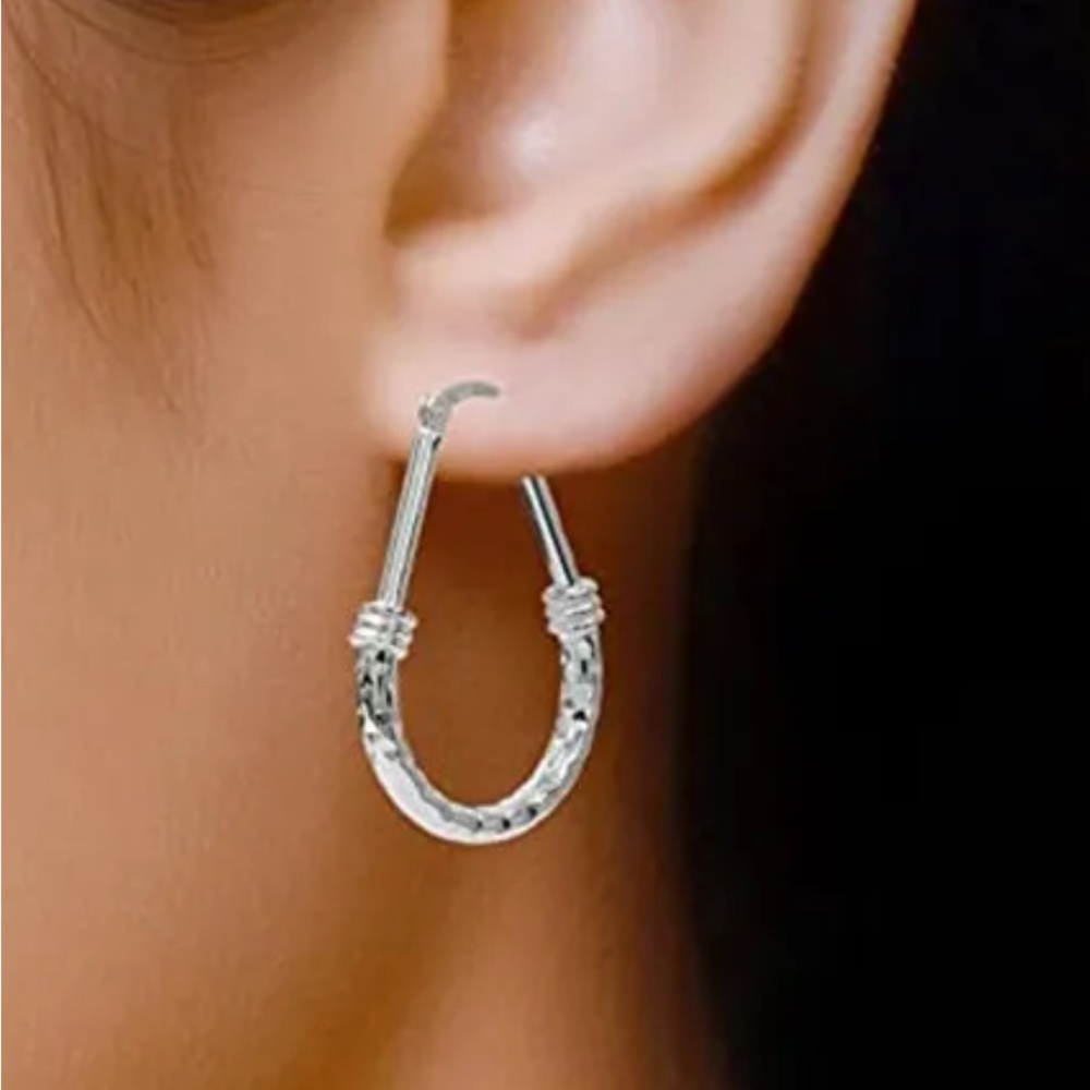 New Beautiful Sterling Silver Hoops - Picture 2 of 4